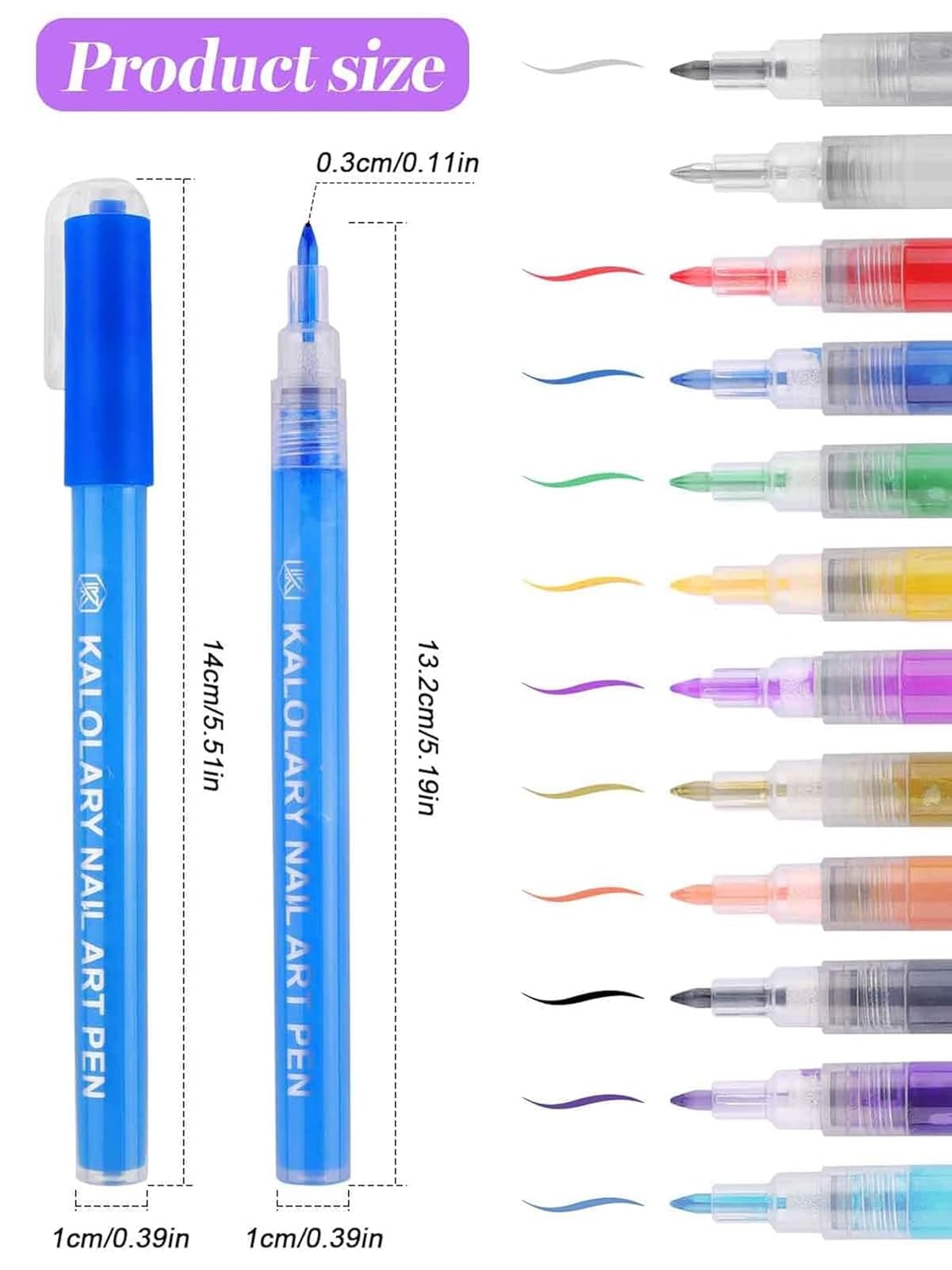 Nail Art Pens Set, EBANKU 12 Colors 3D Nail Polish Pens Acrylic Paint Pens Nail Markers for Nail Art Drawing Painting Manicure Tools Nail Design Kit Home Nail Salon DIY, 0.7MM