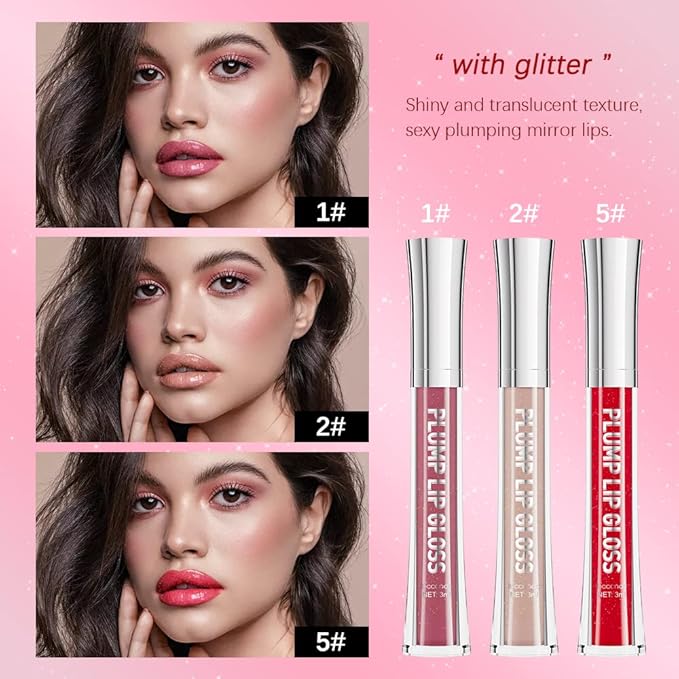 ibcccndc Lip Plumper Plumping Lip Gloss Hydrating Nourishing Lip Oil Red Liquid Lipstick Lip Care Products Mineral Oil Clear Lipgloss (1)