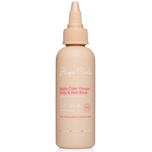 Rizos Curls Travel Apple Cider Vinegar Scalp & Hair Rinse, Clarifies to Remove Product Buildup, Balance Oils, Revive Hair & Scalp, Enhances Softness & Shine, 2.5 oz
