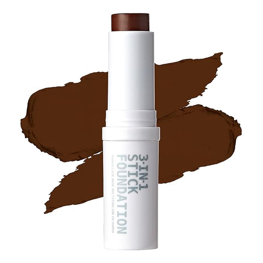 Ruby Kisses Natural Full Coverage 3-In-1 Stick Foundation. Easy to Apply, Hydrating, Lightweight, Long Lasting, Concealer and Contour Stick for Face Makeup (Cognac)