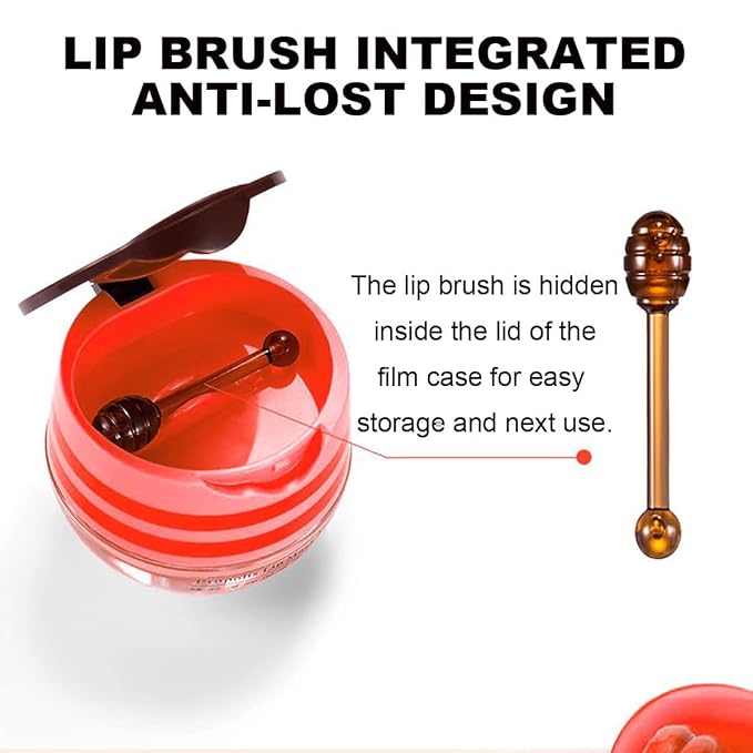 Strawberry Lip Balm, Sleeping Lip Mask, Exfoliating Honey Lip Balm, Hydrating & Prevention Dry and Cracked Lip Scrubs Exfoliator, Lip Repair Nourishes the Lip Skin