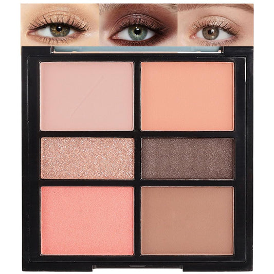6-Color Nude Champange Brown Matte & Shimmer Eyeshadow Palette with Mirror – Highly Pigmented, Long-Lasting Eye Makeup for Artists & Creative Looks (02#)