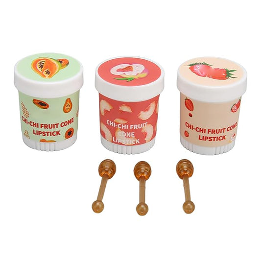Lip Balm Cute, 3pcs Cute Ice Cream Shape Moisturizing Fragrance Wrinkle Removal Lip Care Cream for Chapped Lips Daily Use