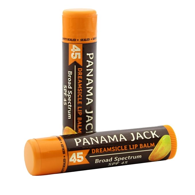 Panama Jack Sunscreen Lip Balm - SPF 45, Broad Spectrum UVA-UVB Sunscreen Protection, Prevents & Soothes Dry, Chapped Lips, Dreamsicle, 2-pack