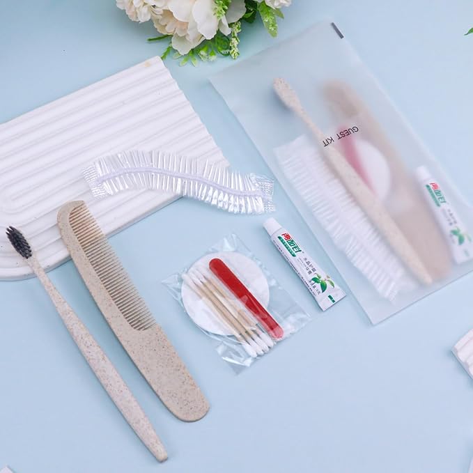 Hygiene Kit, Hygiene Kit Bulk, Travel Hygiene Kit with Toothbrush, Toothpaste, Care Package, Comb, Shower Cap, Individually Packed, Suitable for Hotel, Home, Camping, Travel (20-Pack)