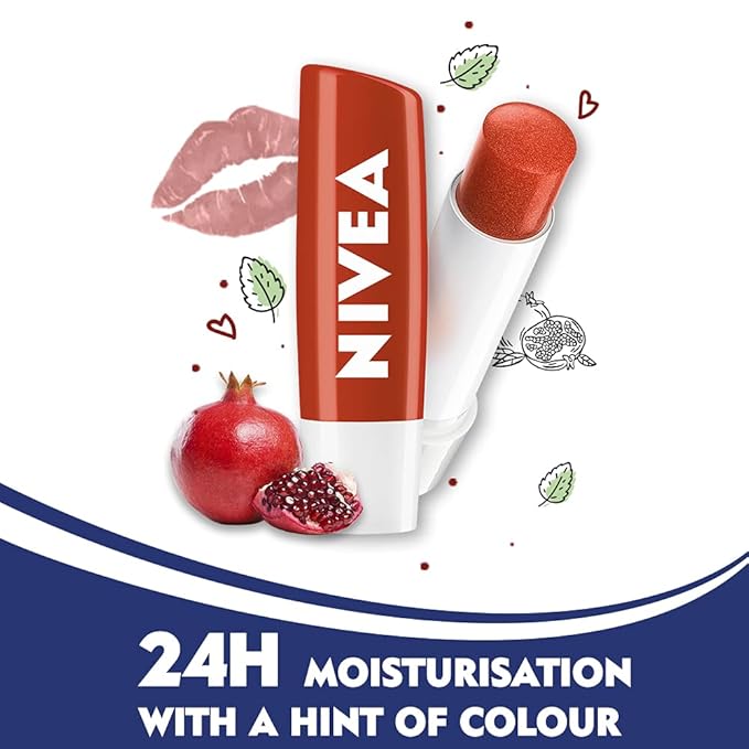 NIVEA Lip Balm, Pomegranate Shine, 4.8g