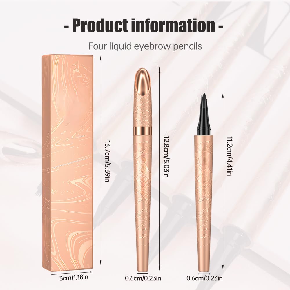 Microblading Eyebrow Pen, 2025 New 3D Waterproof Eyebrow Pencil, Premium Eye Brow Pen with 4 Tip, Long-Lasting Natural Magic Eyebrow Makeup Fine Stroke Contouring Pencil Stay on All Day (Gray)