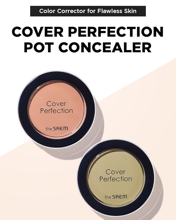 THESAEM Cover Perfection Pot Concealer #Peach Beige - High Adherence & Coverage Balm, Conceals Dark Circles, Corrects Dark Under Tones, Matte Finish Sebum Control for Oily and Combination Skin