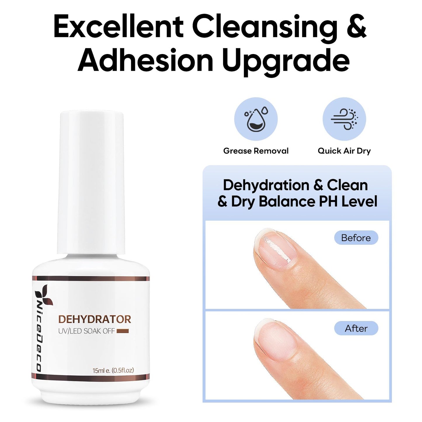 Hema Free Nail Dehydrator Cruelty Free Vegan Nail Prep Dehydrate Bonder, Fast Air Dry, No Lift Prep for Gel and Acrylic Powder, Foundation for Long-lasting Nail Polish