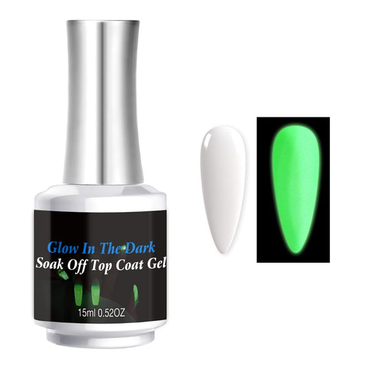 Glow In The Dark Nail Gel Top Coat, Transparent Luminous Universal Top Coat for Any Colors DIY Halloween Nail Art, UV LED Needed Long-lasting Nail Gel(15ml/0.52 fl oz)
