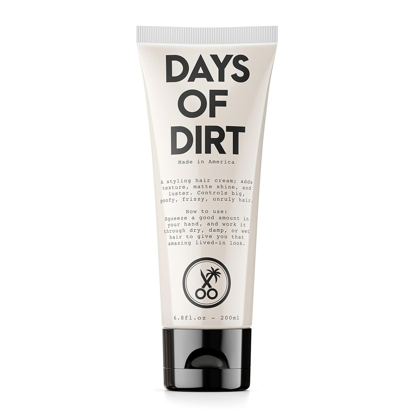 Days of Dirt Hair Styling Cream for Dry, Fluffy, Frizzy, Clean Lived-in Look - Styling Cream for No-Hold, Texture & Shine - Made in USA, 6.8fl oz