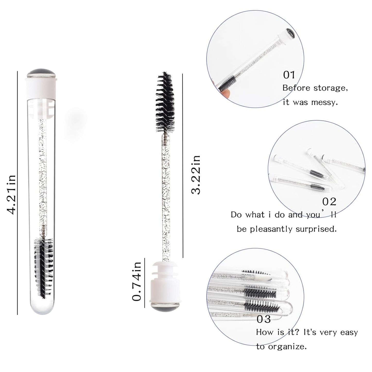 48 Pieces Disposable Mascara Wands Set,Include 24 pcs Disposable Crystal Lash Spoolies Brush and 24 Pieces Reusable Diamond keychain Empty Eyelash Brush Tubes for Women Girls Makeup Brush Kit