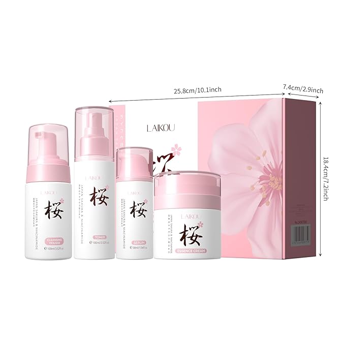 Skin Care, Skin Care Set, Skin Care Kit with Cleansing Mousse, Toner, Serum, Essence Cream Women Beauty Gift Sets 4pcs for Women Teen Girls Mom Daughter Mother's Day Birthday Christmas