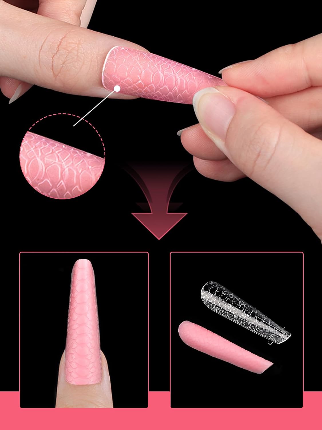 EBANKU Dual Forms for Poly Extension Gel, Poly Nail Forms Molds Stiletto Oval Nail Extension Tips for Gel Manicure Nail Art Design Salon&DIY-120PCS 3D Snake Pattern