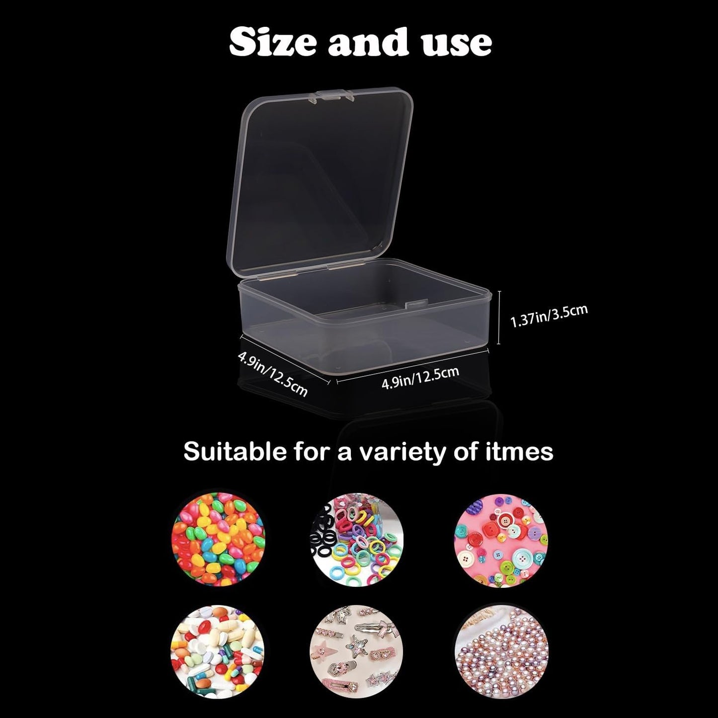 24-Pack Small Clear Plastic Storage Box with Lid - Durable Organizer and Storage Bins for Crafts, Art Supplies, Jewelry, and Tools - Compact, Stackable, and Portable (4.92 x 4.92 x 1.4 Inches)