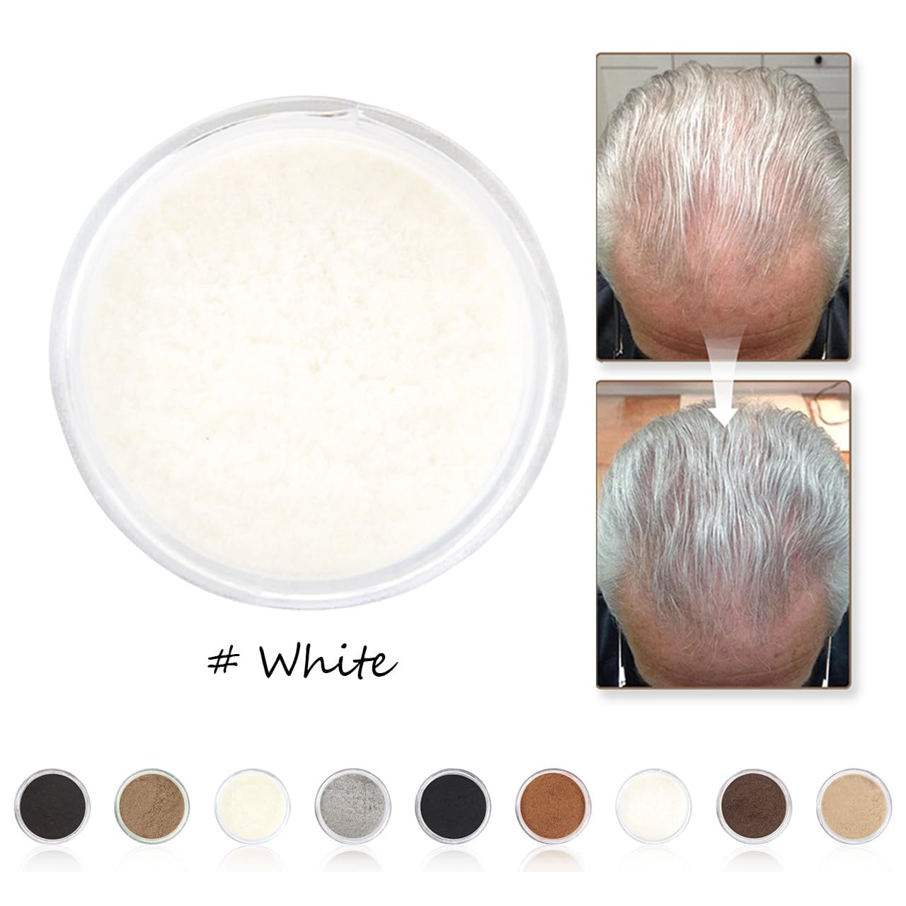 Hair Fibers for Thinning Hair for Women All-Natural Hair Building Fibers 0.98 Oz Hair Volume Powder Bald Spot Cover Up for Men & Women (White)