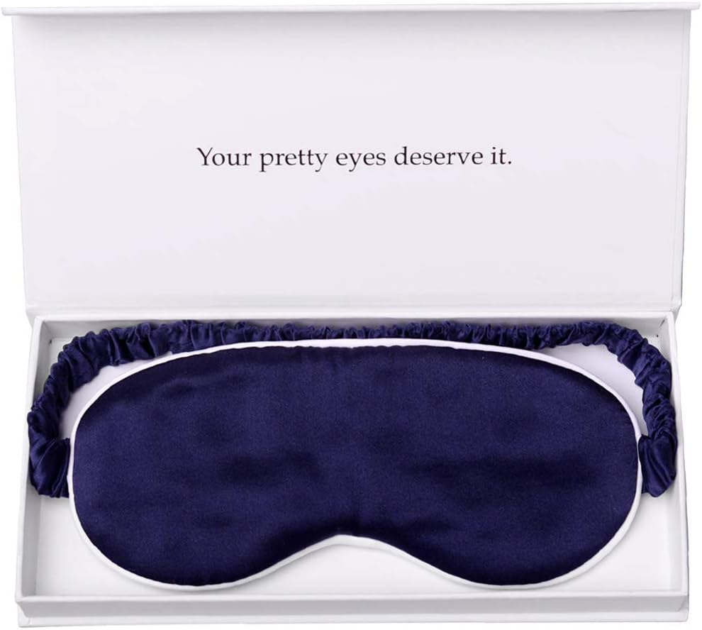 Silk Sleep Mask Light Blocking Luxury 100% Mulberry 19mm Silk Eye Mask Eye Cover Blindfold Ultra Soft Light & Comfy Anti Aging Skin Care with Travel Bag Gift Package