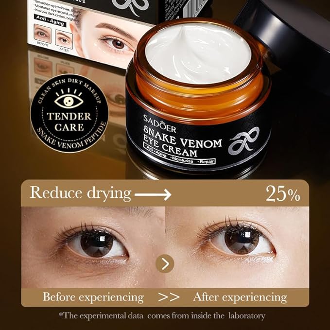Retinol Snake Venom Peptide Eye Cream, Firming Eye Cream, Anti Ageing Eye Cream, Under Eye Cream For Puffiness and Bags Reduces Fine Lines