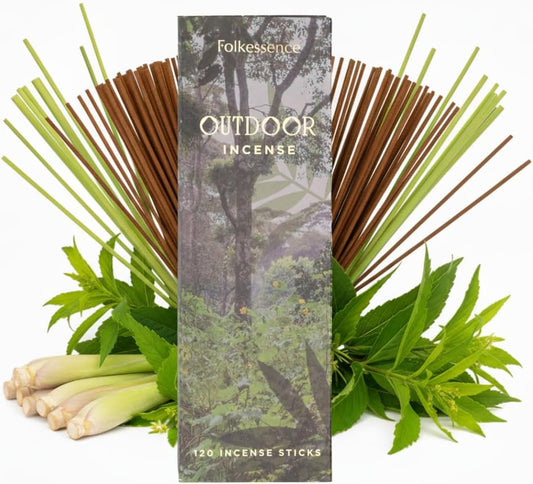 Folkulture Citronella Incense Sticks | Pack of 120 Long 12” Citronella & Lemongrass Incense Sticks | Slow Burn, Non Toxic, Organic |for Patios, Gardens, Camping, BBQs & Outdoor Gatherings