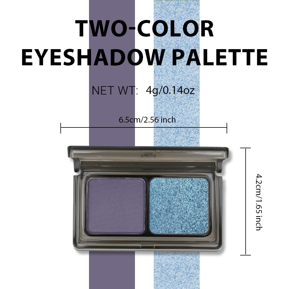 AMY'S DIARY 2 Color Shimmer blue+Deep purple Eyeshadow Palette – Shimmer matte Shades eye shadow for Eye Makeup, Long-Lasting & Highly Pigmented, Vegan & Cruelty-Free for woman
