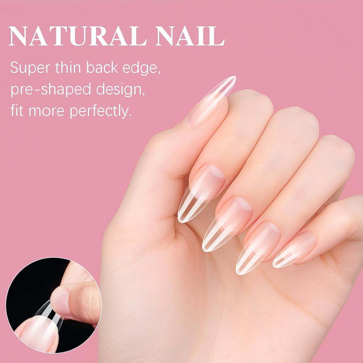 Medium Almond Nail Tips, SSWSBYKE 300pcs Soft Gel Nail Tips for Full Cover Pre-Shaped Acrylic Fake Nails Tips 15 Sizes Half Matte Press On Nails for Extension Home DIY Salon