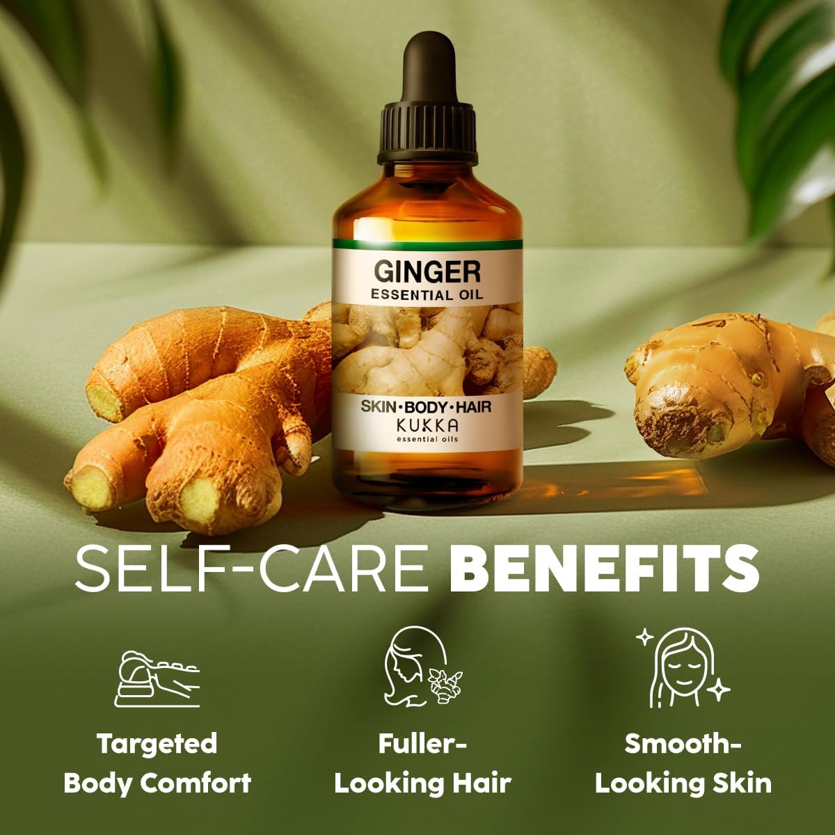 Kukka Ginger Essential Oil for Hair, Skin & Massage - 4 Fl Oz - Enjoy A Warm, Spiced, Ideal for Daily DIYs, Skin Care, Self-Care, DIY Soap Making Scents
