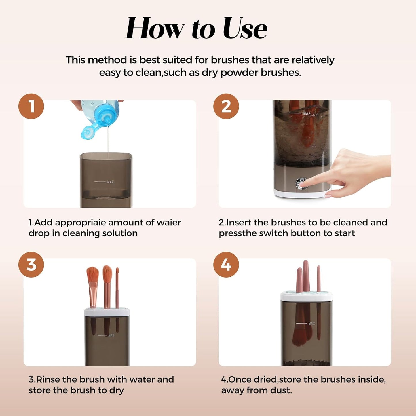 Electric Makeup Brush Cleaner and Dryer – Fast, Automatic Deep Cleaning Machine for All Brush Sizes, USB Rechargeable, Portable for Home & Travel