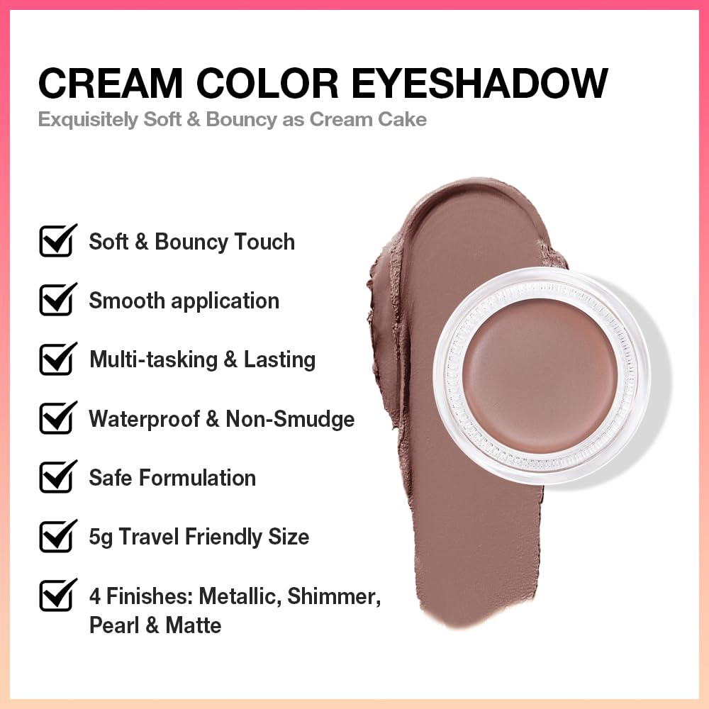 Kaely Single Cream Eyeshadow Pot, Stone Matte Eye Shadow for Older Women High Pigmented Waterproof, Natural Eyeshadow Palette Makeup Brightener, sombras en crema para ojos, Blendable, 22