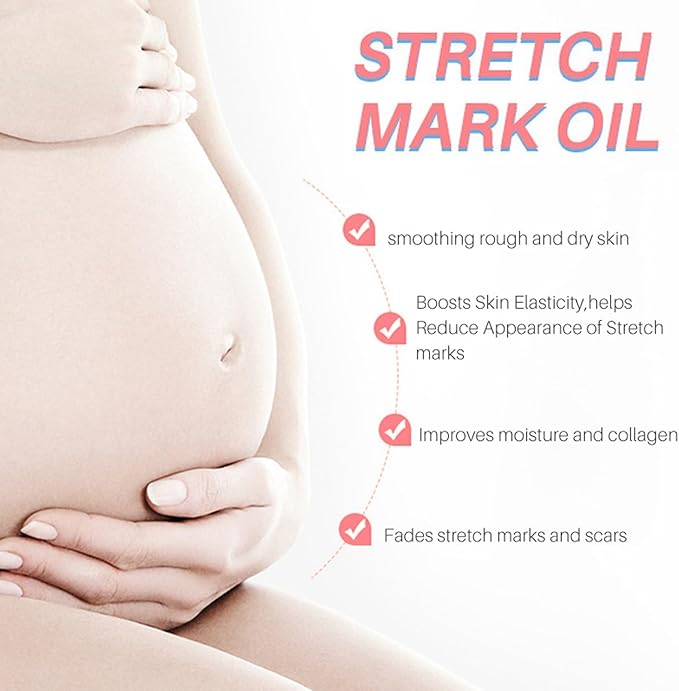 Stretch Mark Pregnancy Massage Oil, Stretch Mark Oil, Skincare Oil for Improve Stretchmarks, Pregnancy Skin Care Fade Stretch Marks, Body Moisturizer for Dry Skin, First Time Mom Gift 30 ml