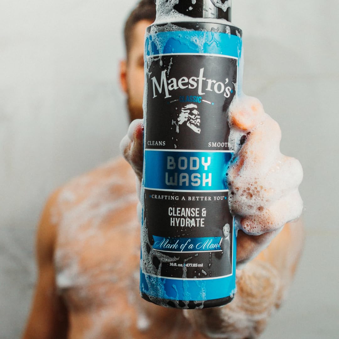 Maestro's Classic BATH WASH - Conditioning Bath Wash, Cleans and Hydrates, Mark of Man Blend, 16 Ounce