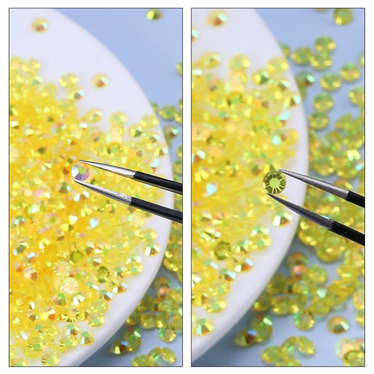 2250 Pcs SS16 4mm AB Flatback Rhinestones for Nails Art Crafts Transparent Glitter Round Gems Coffees DIY Clothes Shoes(Clear Yellow Coffee AB)