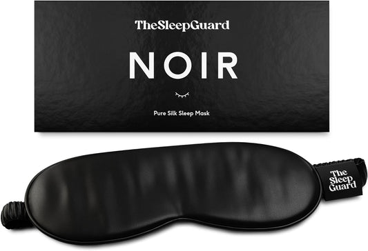 Pure Silk Sleep Mask [100% 6A Mulberry Silk, 22 Momme] Light Blocking Travel Essentials. Eye Masks for Sleeping. Black Oeko-Tex Blindfold. Eye Covers for Men & Women
