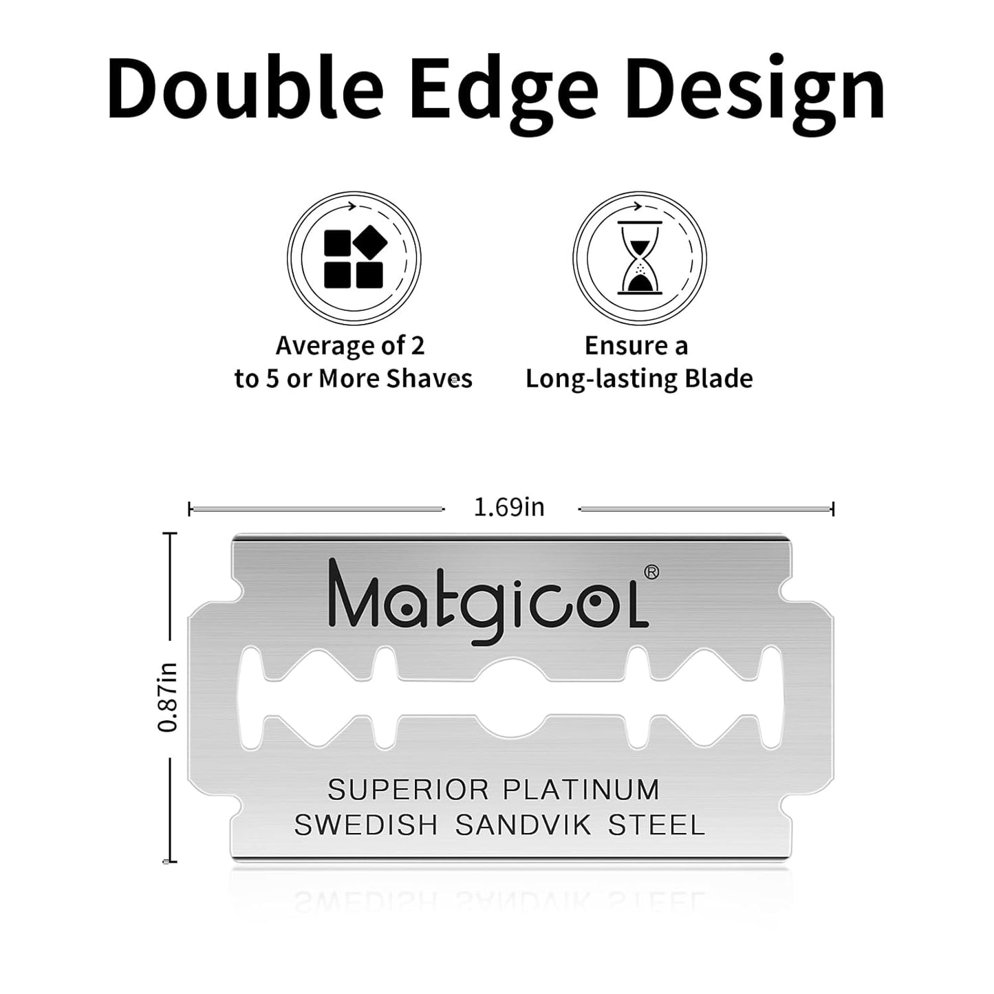 Double Edge Safety Razor Blades - 60 Count Premium Platinum Swedish Steel Blades for Men & Women’s Razors – Long-Lasting Precision Shaving Blades for Smooth, Comfortable & Close Shaves