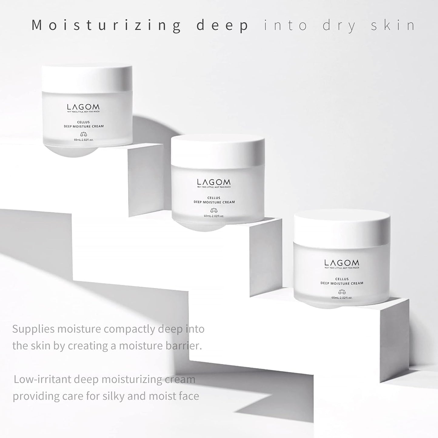LAGOM Cellus Deep Moisture Cream Natural Moisturizer with Ceramide and D-Panthenol (B5) Smooth, Hydrating, Nourishing Protecting Cream 2.02 Fl Oz