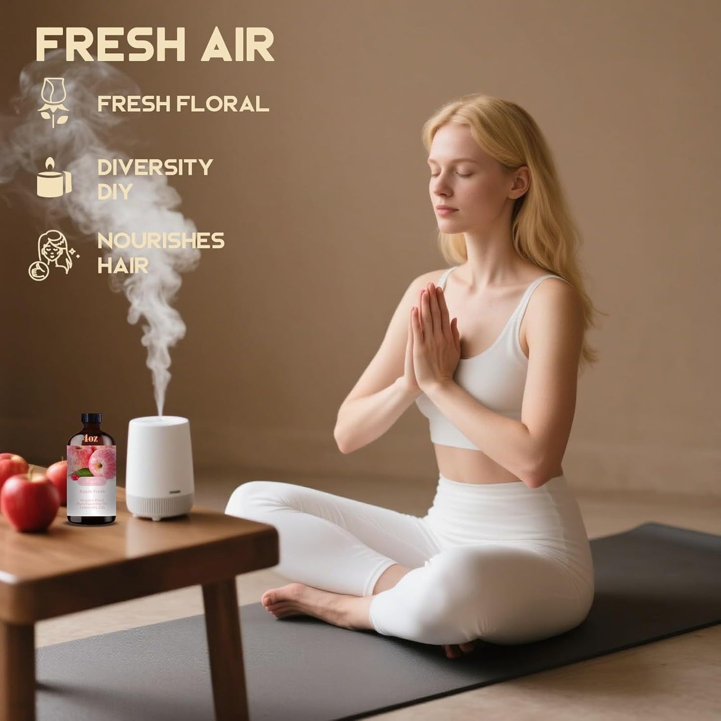 Apple Fragrance Oil-Apple Essential Oil 4.33oz (130ml)-100% Pure Natural Scent for Diffusers, Candles, Soap Making & Aromatherapy-Relaxing Home & Gift Essential Oil for Bath, Massage