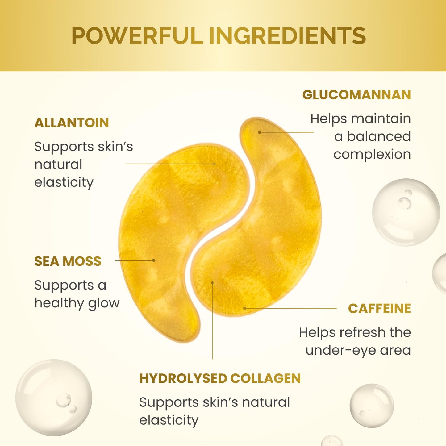 PLANTIFIQUE Gold Under Eye Patches for Puffy Eyes 40 Pairs | Under Eye Masks for Dark Circles | Puffiness Eye Gels with Collagen & Caffeine | Anti Aging Gold Eye Mask Skincare