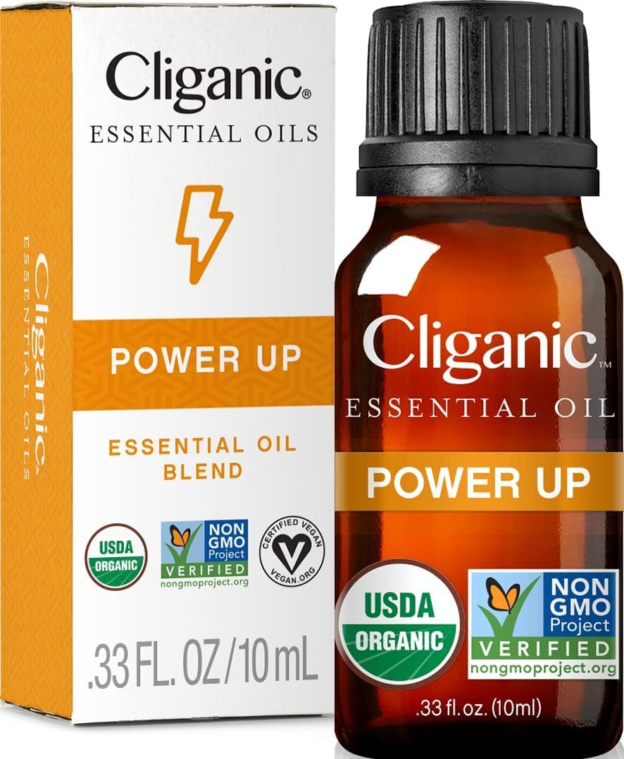 Cliganic Power Up Essential Oil Blend - Natural Aromatherapy Oil for Diffuser Steam Distilled | Non-GMO Verified