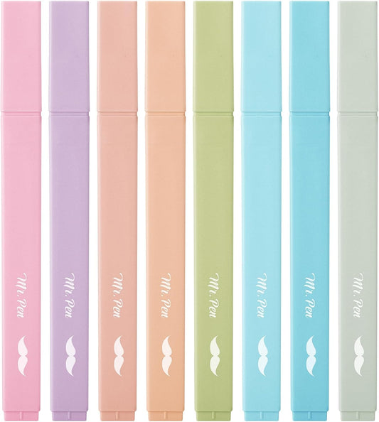 Mr. Pen Aesthetic Highlighters - 8 pcs, Chisel Tip, Pastel & Vintage Colors, No Bleed Bible Highlighters