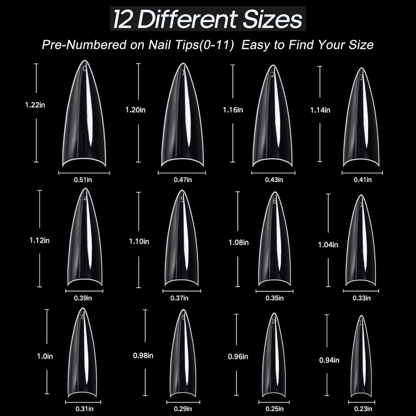 Ranrose 120PCS Short Nail Tips,Short Soft Gel Stiletto Nail Tips Half Cover False Nail Almond Shape Point Acrylic Sharp Artificial False Nail For DIY