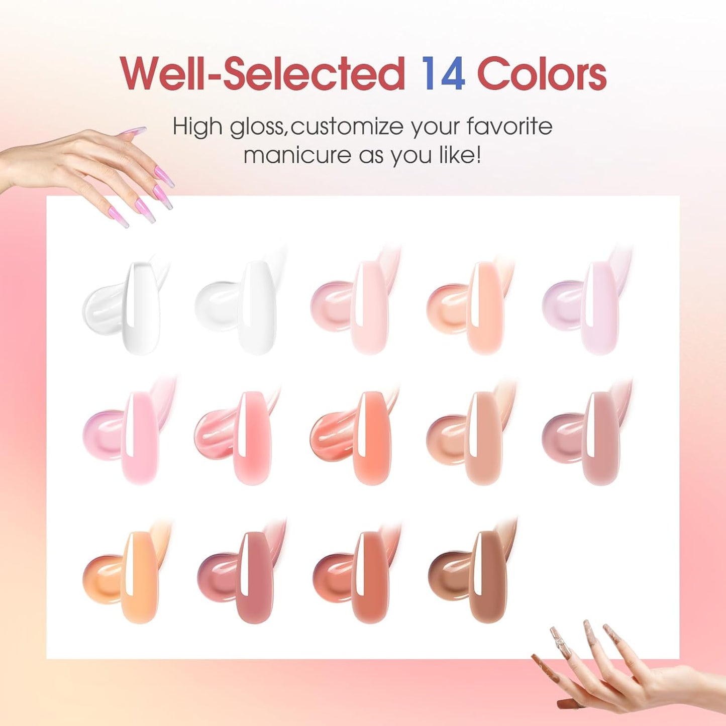 Poly Nail Gel Starter Kit -14 Colors + 75 Nails Art Accessories Kits, ROSALIND Nue Clear Poly Extension Gel with Big UV Light 48W and Electric Nail Drill Starter Kit with Everything