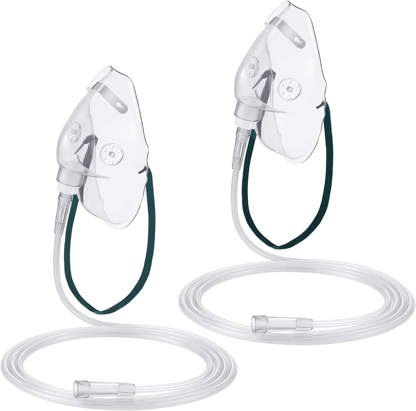 Geiserailie 2 Pack L Size Oxygen Mask with 6.6 Ft Tubing and Adjustable Elastic Strap, Adult Oxygen Mask with Tubing, Transparent Oxygen Masks for Face Adult