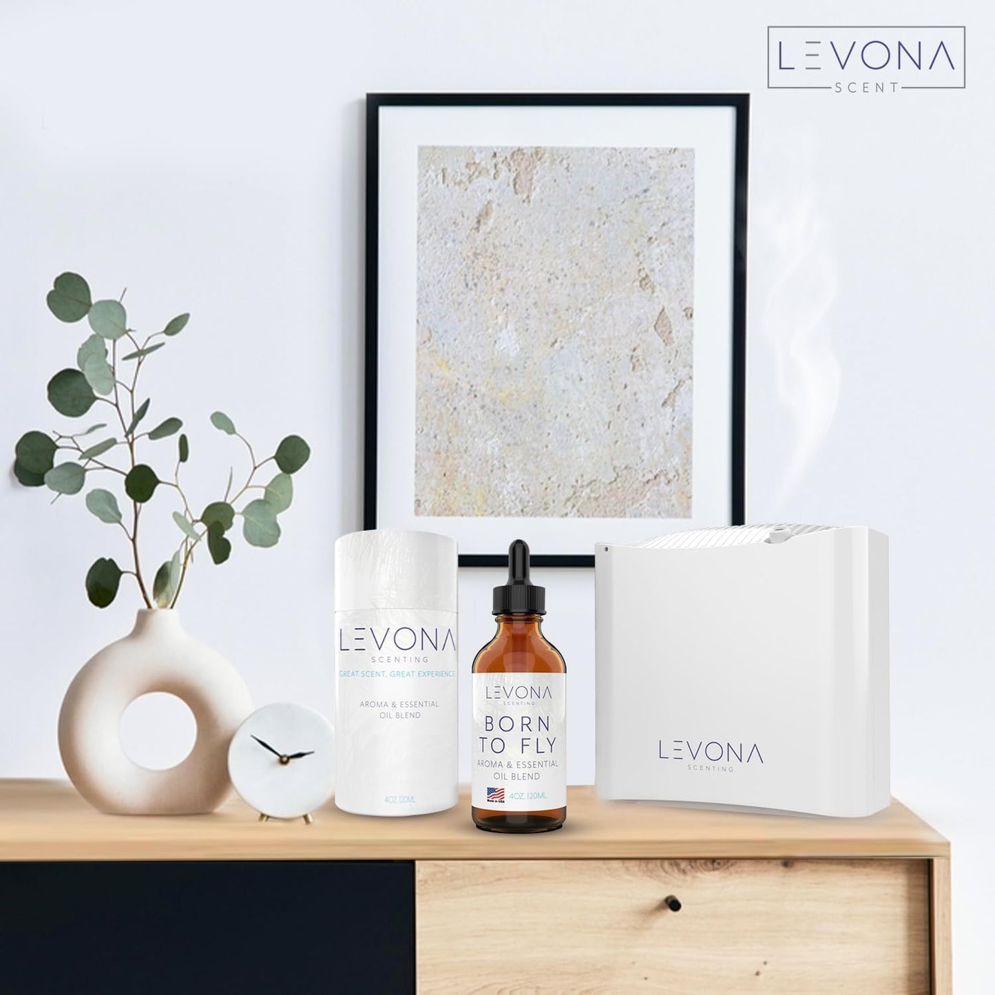 Levona Scent Essential Oils - Scents for Home, Hotel & Office Use - Perfect for Home Diffuser & Humidifiers - Aroma Fragrance Oil, Ideal for Massage, Relaxation, and Spa - Born to Fly, 120ml