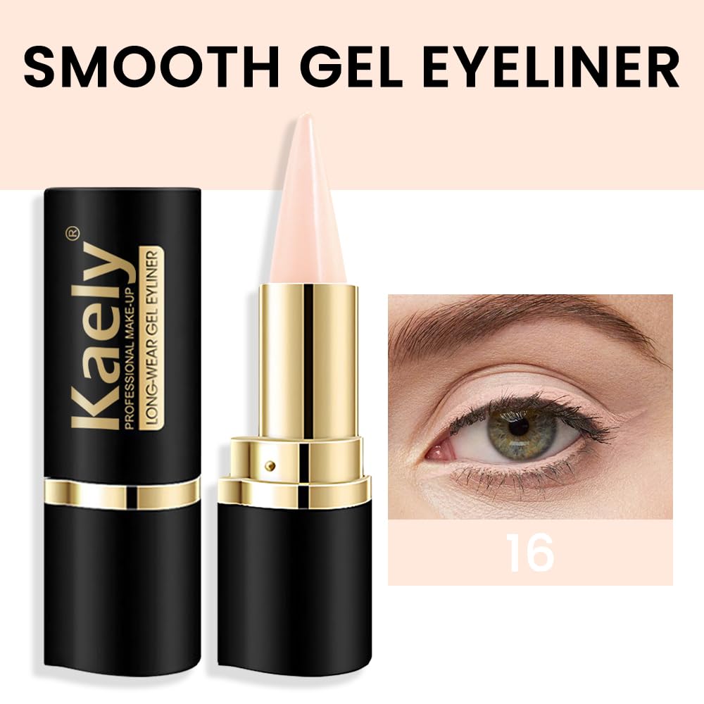 Kaely Bright Nude Gel Eyeliner Pencil, Natural Cream Eye Liner Waterproof Smudge Proof, Matte Waterline Eyeliner Eyeshadow Stick, Brighten Eye Makeup, Vegan & Cruelty-Free, 16