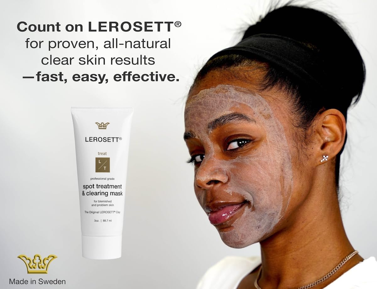 LEROSETT Acne Kit Includes Cleanser Moisturizer & Spot Treatment Mask Organic Calming Aloe & Clay Based, Clears Acne, Pimples, Blackheads & Breakouts, Vegan Acne Kit, For All Skin Types