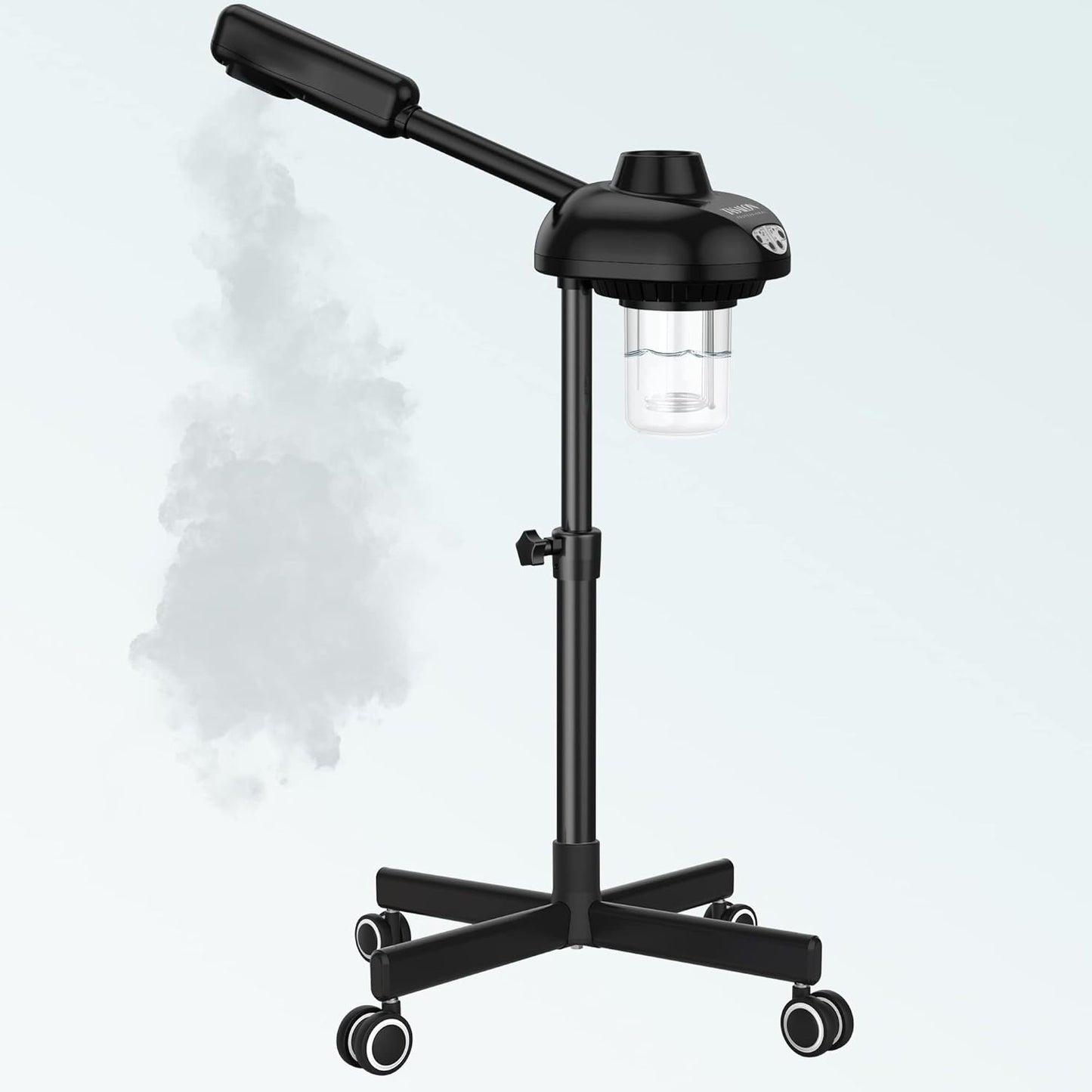 TASALON Steamer on Wheels for Professional Skin Rejuvenation, Facial Steamer Kit for Home, Spa, Clinic - Warm Mist, Ozone Face Humidifier - Pore Opener and Cleanser-Black