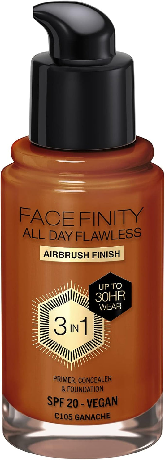 Max Factor Facefinity 3-in-1 All Day Flawless Foundation, SPF 20, Ganache, 30ml