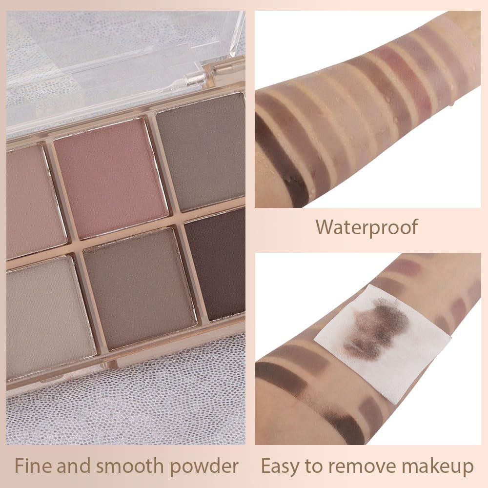 10 Colors Nude Gray Taupe Matte Eyeshadow Palette,Neutral Nude Eye Shadow Palette,Long Lasting Waterproof Travel Size Makeup Pallete,Vegan,Cruelty -free