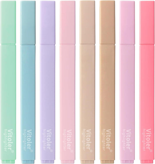 Vitoler Bible Highlighters Assorted Colors,8 Pack,Soft Chisel Tip,Cute Highlighters Set for Aesthetic School Office Supplies,Book Markers