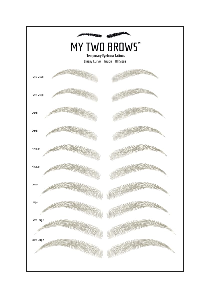 (10 pairs) Taupe Temporary Eyebrow Tattoo - Medium Size - Waterproof & Smudgeproof - Classy Curve Style Eyebrow Stickers - Sheet Lasts up to 30 Days - Won't Work on Existing Brows