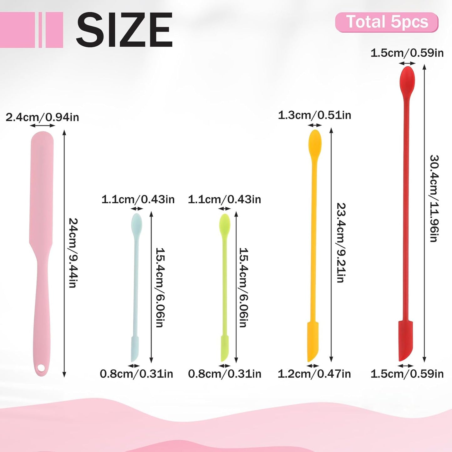 5 PCS Beauty Spatula Makeup Spatulas Silicone Cosmetics Lotion Spatula Multicolor Facial Spatula Set Reusable Rubber Spatula Beauty Silicone Stir Sticks for Cosmetic Kitchen Bottles